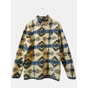 Massive Outdoor Sweater Mens‎ Medium Aztec Fleece White 1/4 Button Long Sleeve